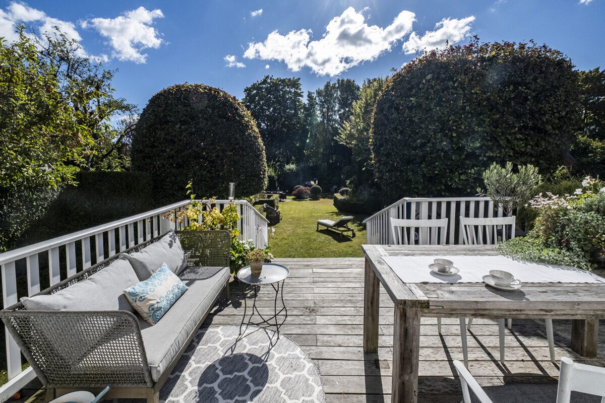 Large terrace overlooking the south-facing garden