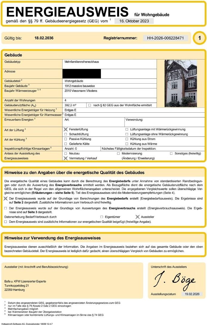 Energy performance certificate, page 1
