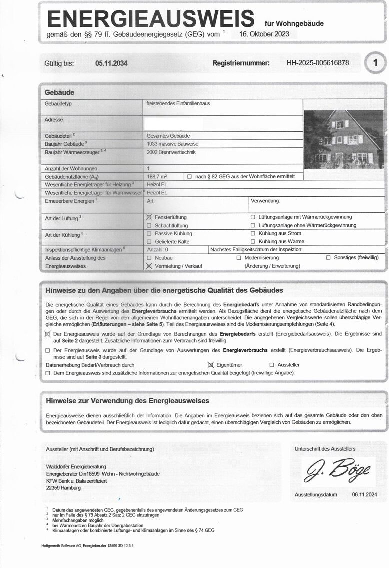 Energy performance certificate, page 1