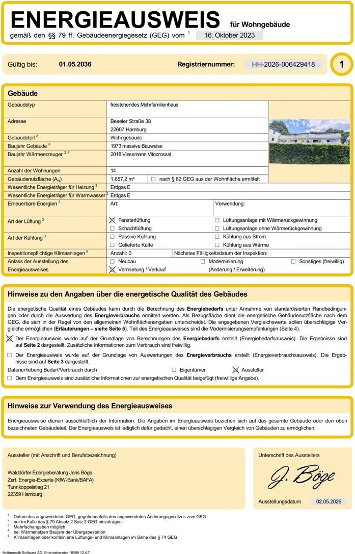 Energy performance certificate, page 1